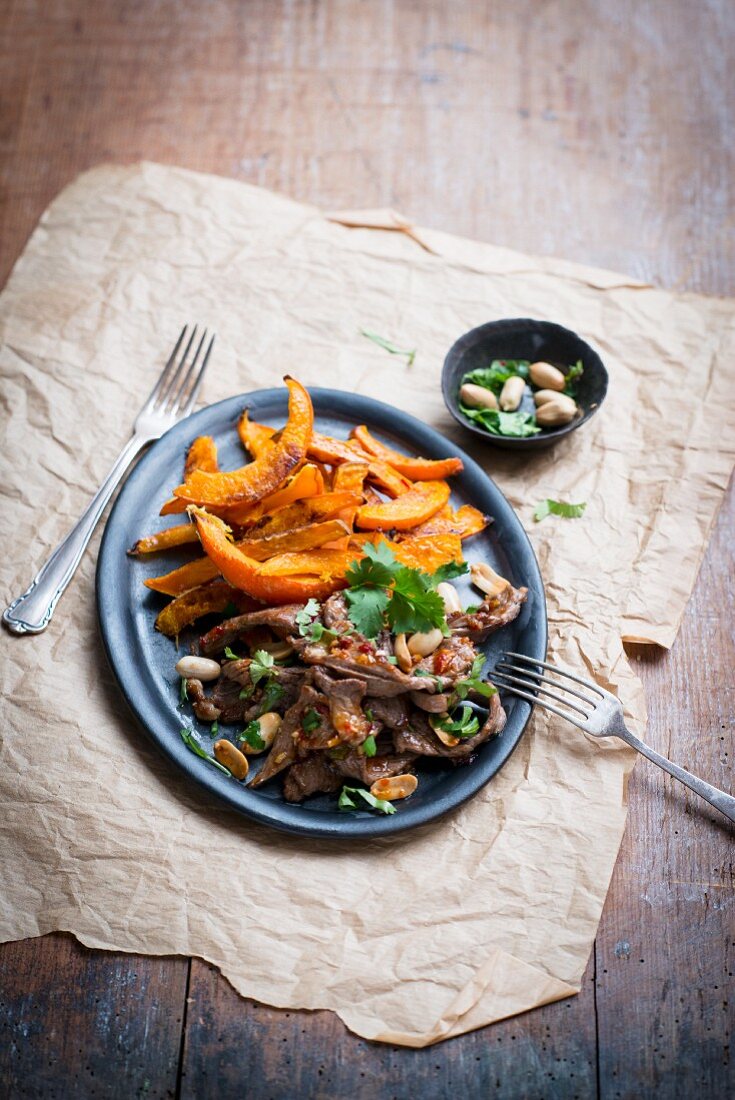 Sticky beef with pumpkin