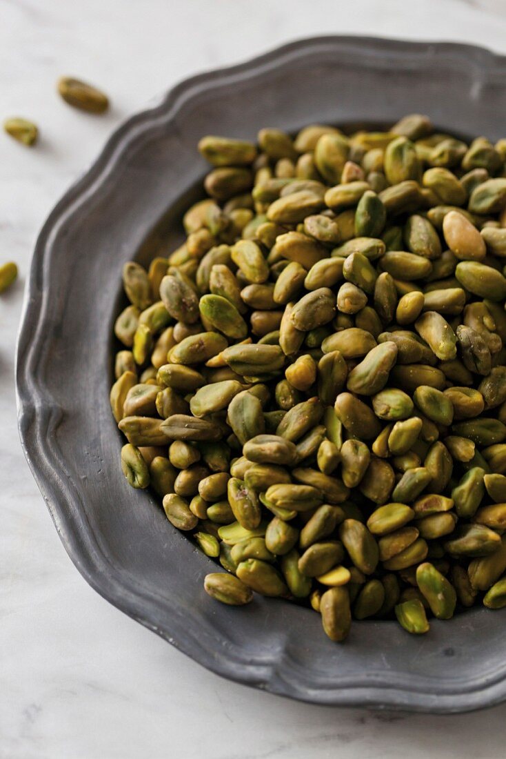 Pistachio nuts on a plate
