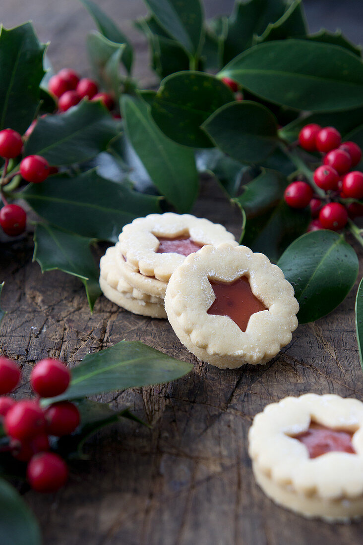 Jammy dodger biscuits and holly