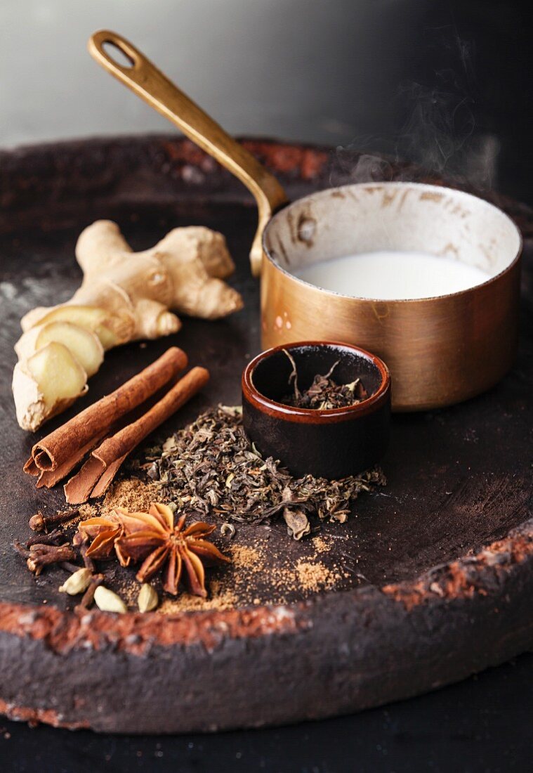 Zutaten für indischen Masala-Tee