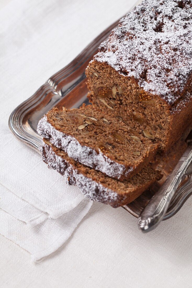 Fig and walnut bread with apple and beetroot syrup