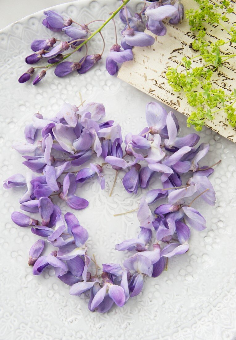 Love-heart made from Wisteria florets