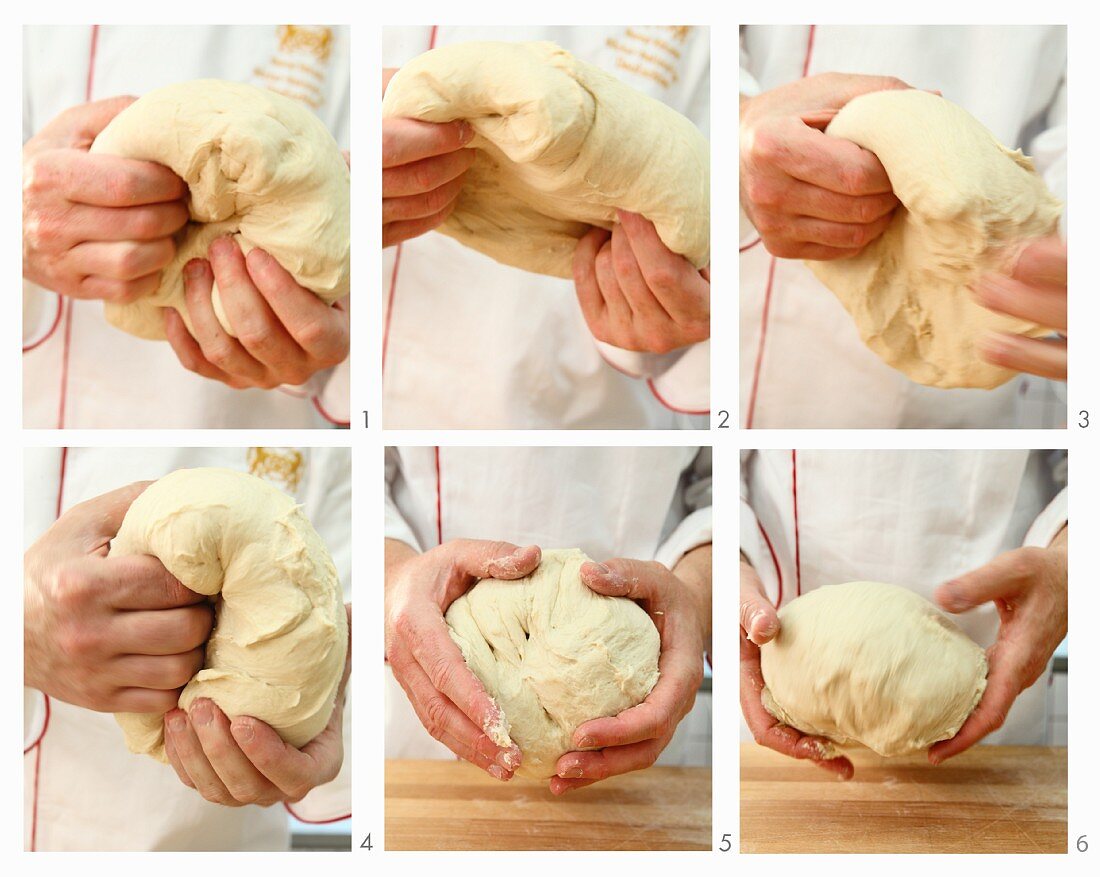 Dough being shaped using a special folding method