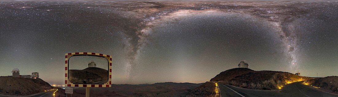Milky Way over La Silla Observatory, 360-degree panorama