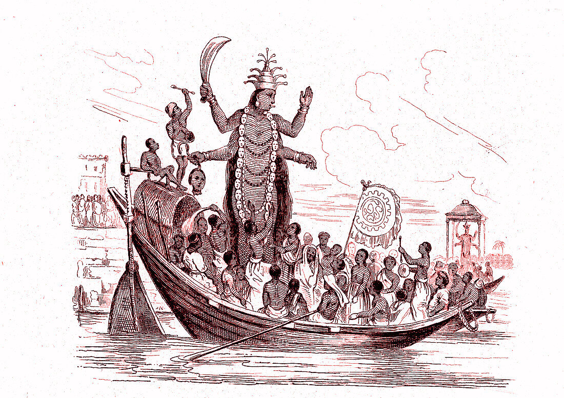 Kali, Hindu deity, 19th C illustration