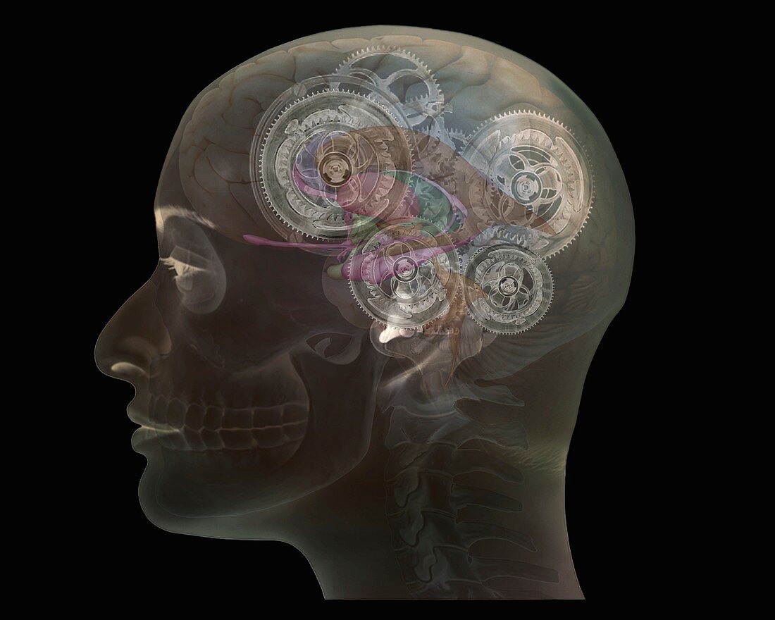 Mechanical brain, conceptual image