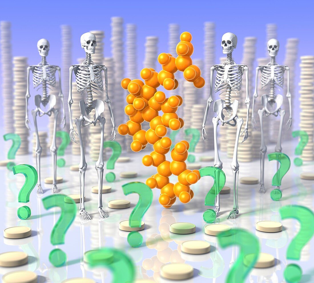 Vitamin D and calcium, conceptual image