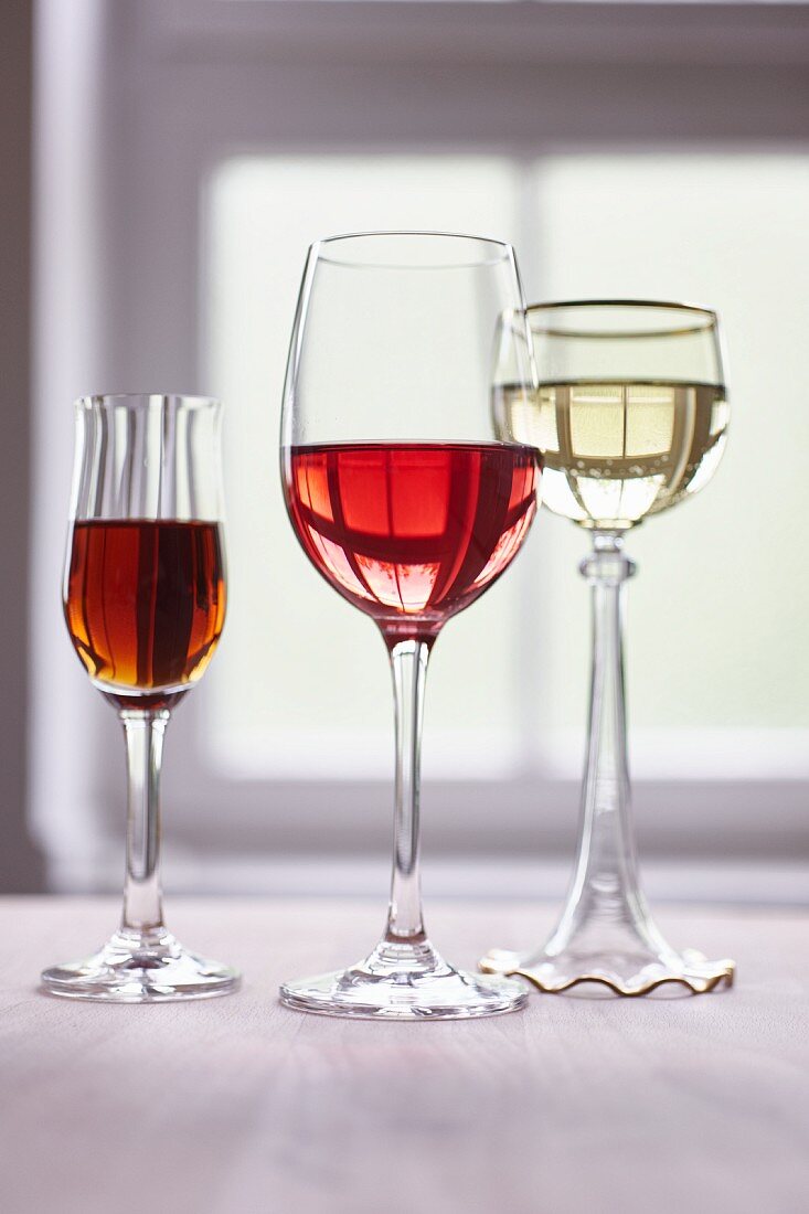 Glasses of different wines