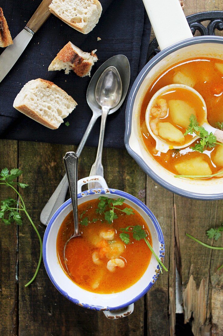 Prawn and potato soup