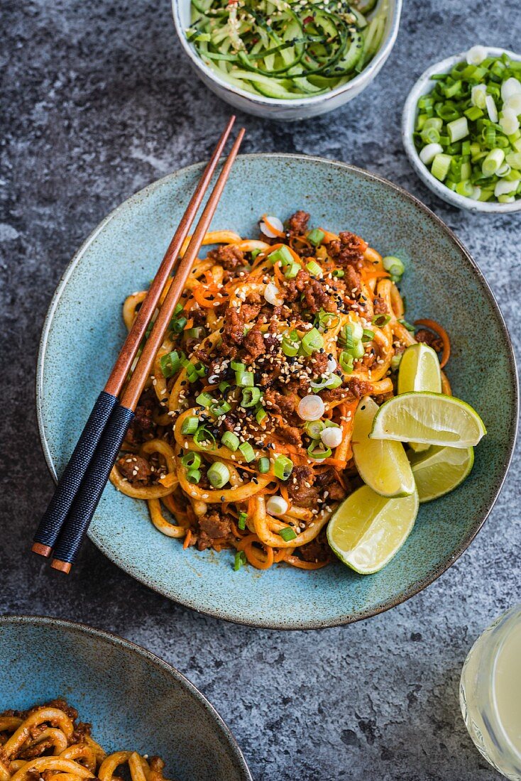 Noodles with crispy lamb (Korea)