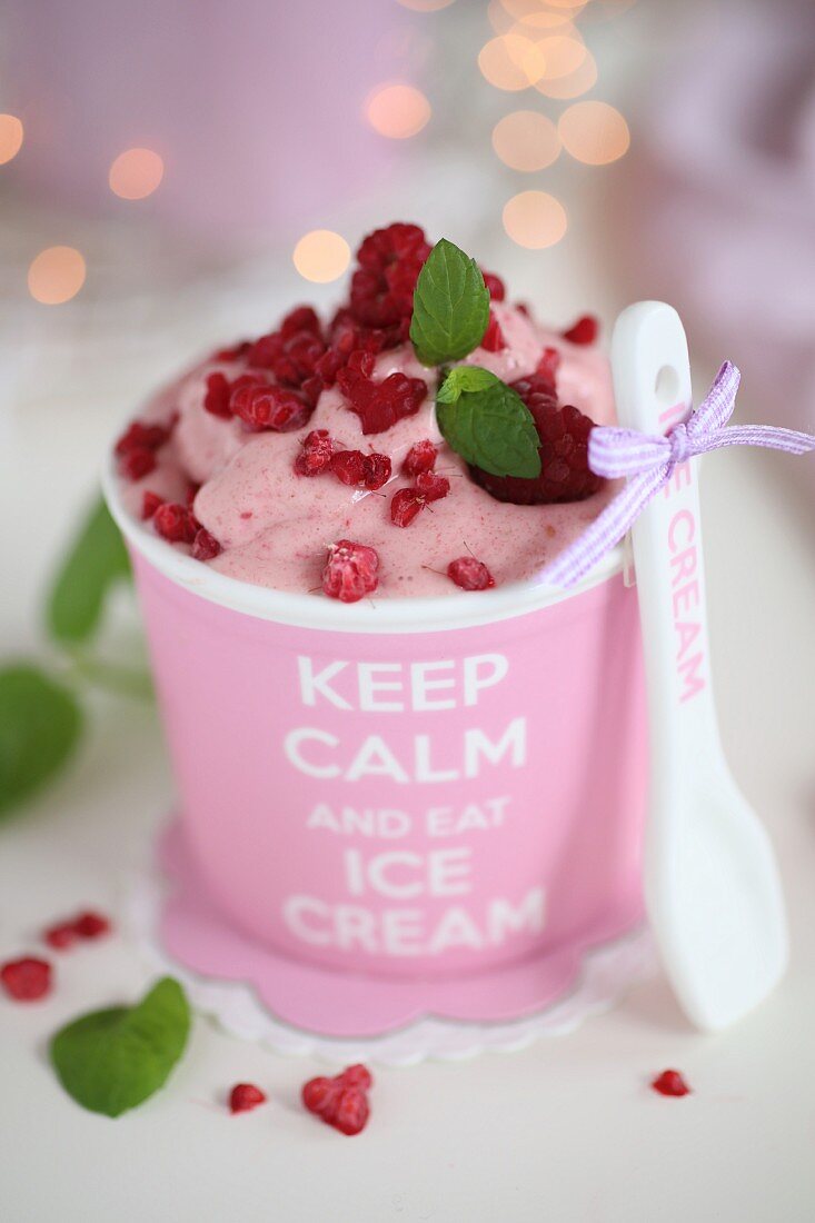 Homemade raspberries ice cream
