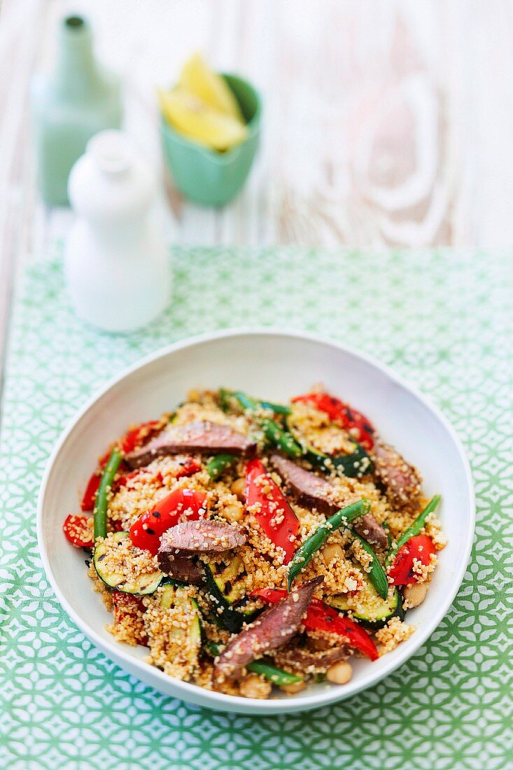 Char-grilled vegetable and lamb couscous