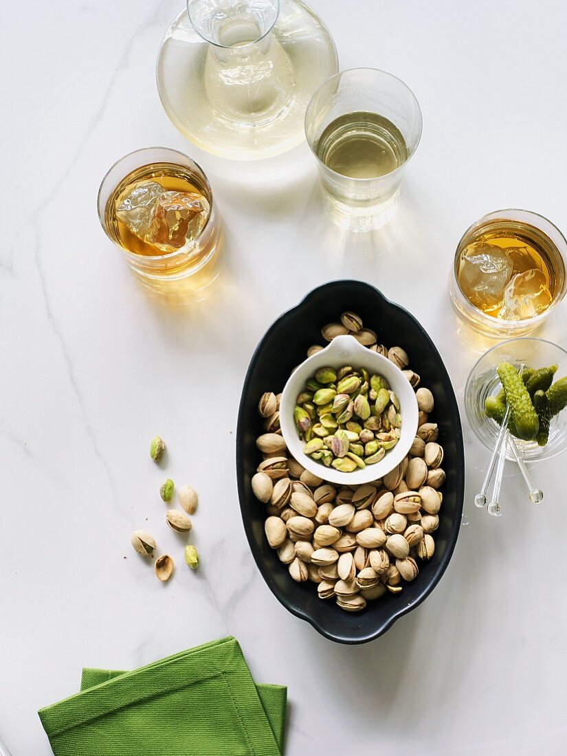 Pistachios with drinks