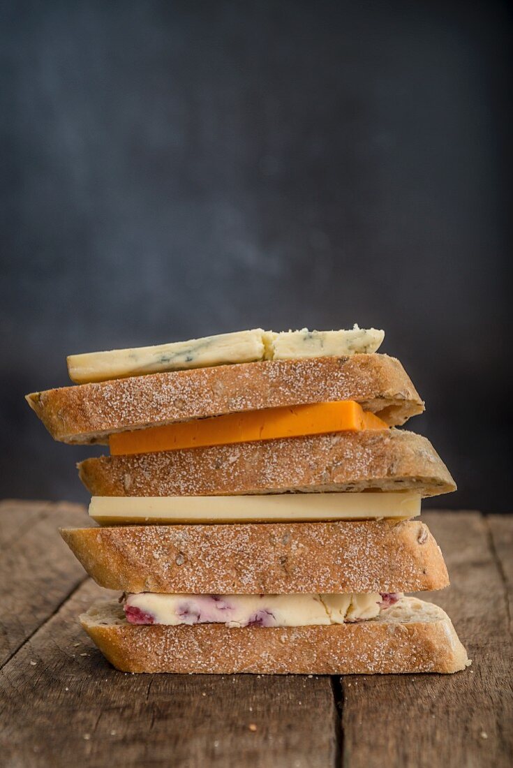 Stacked cheese sandwiches