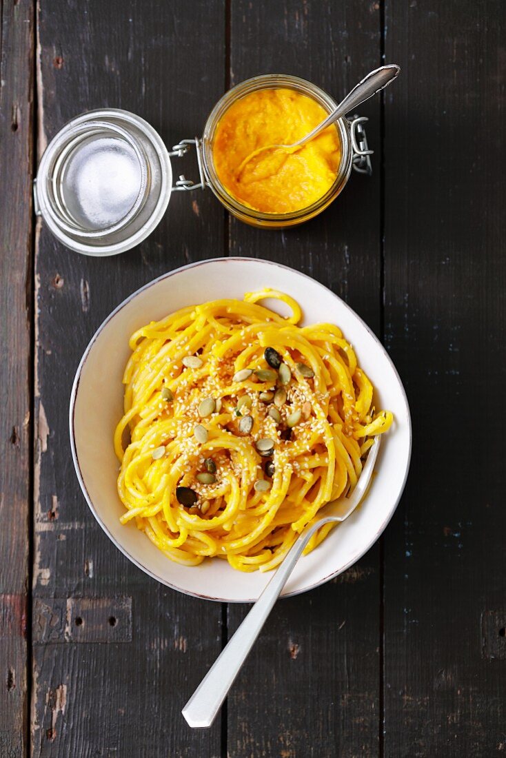 Pasta with pumpkin pesto