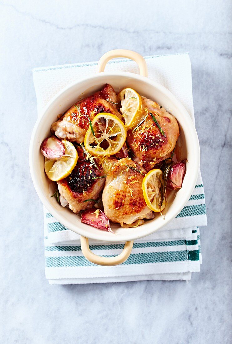 Lemon chicken with honey-soy sauce glaze