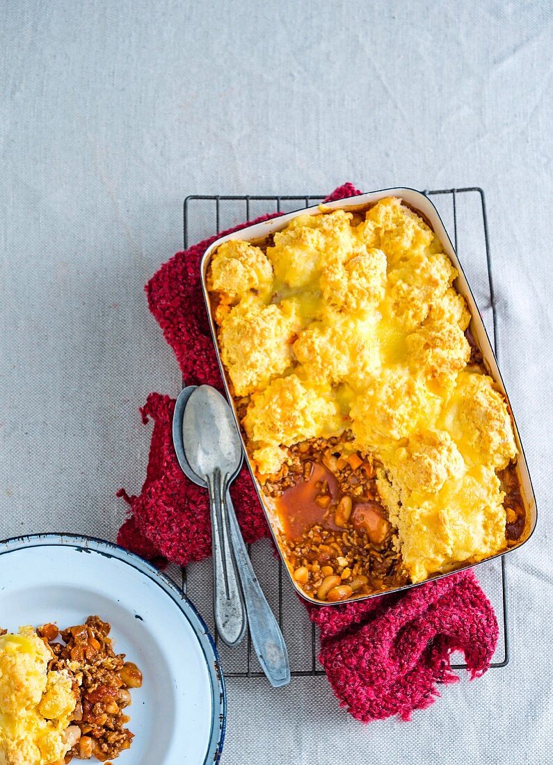 Chilli, Bean and Beef Cornbread Cobbler