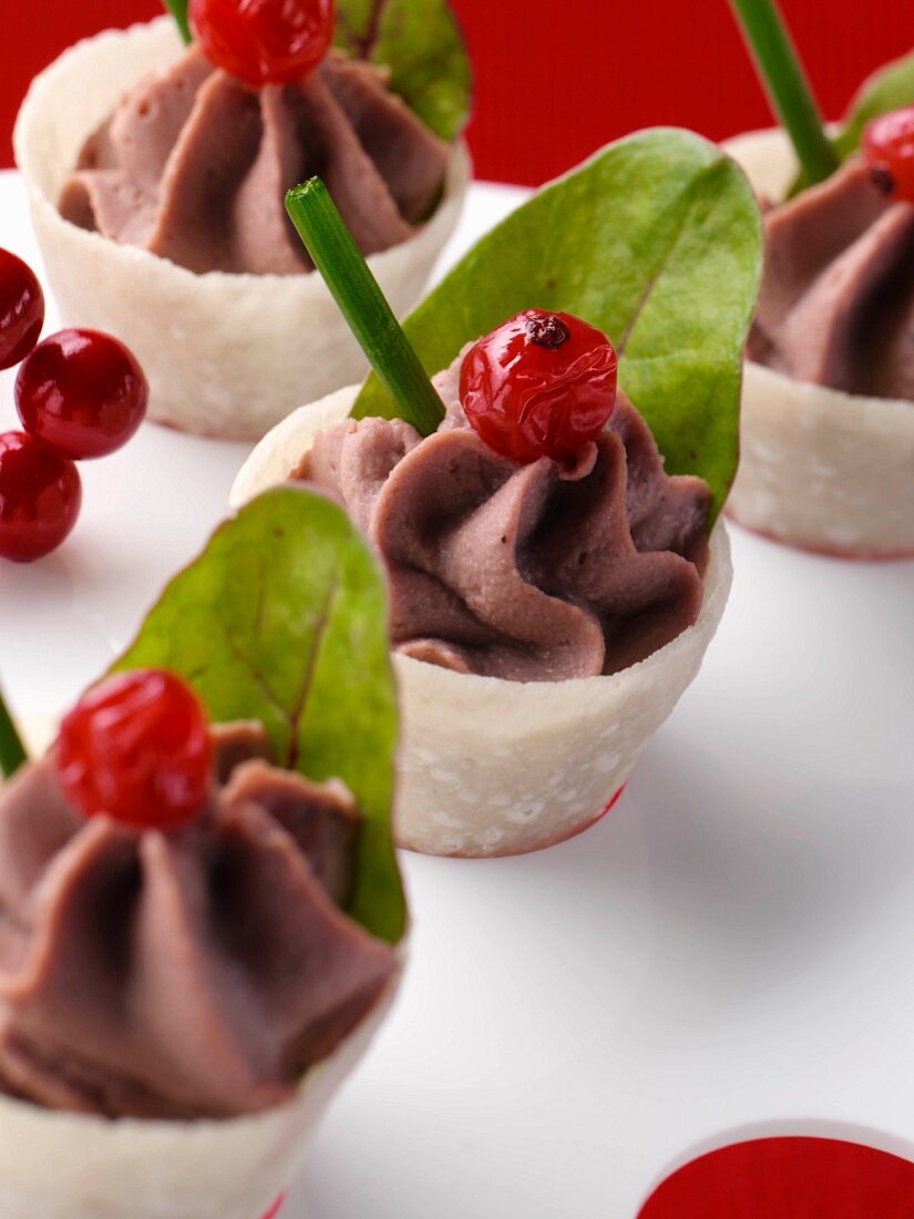 Chicken liver pate canapes gourmet editorial food