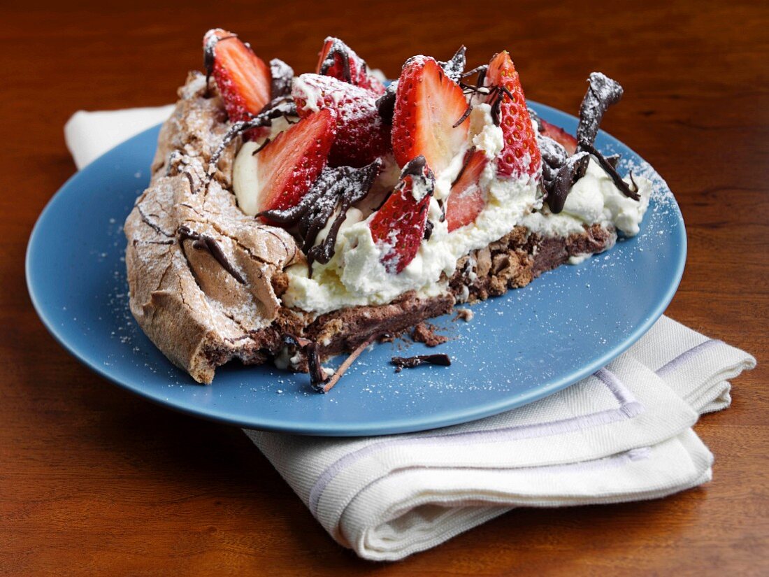 Chocolate strawberry pavlova