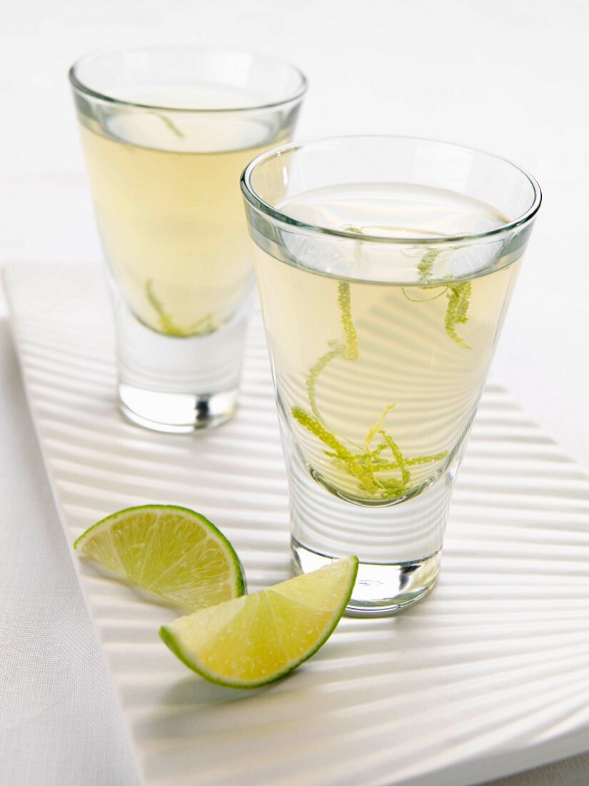 Glasses of lime jelly