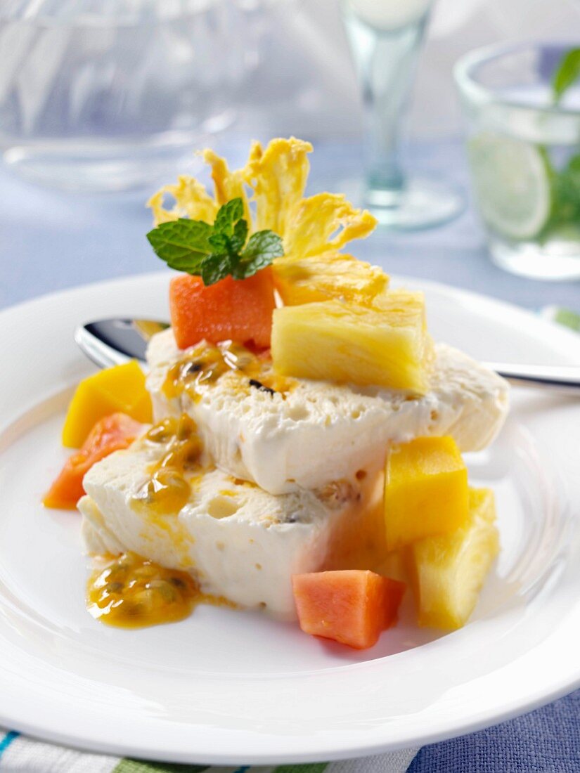 Semifreddo with tropical fruit