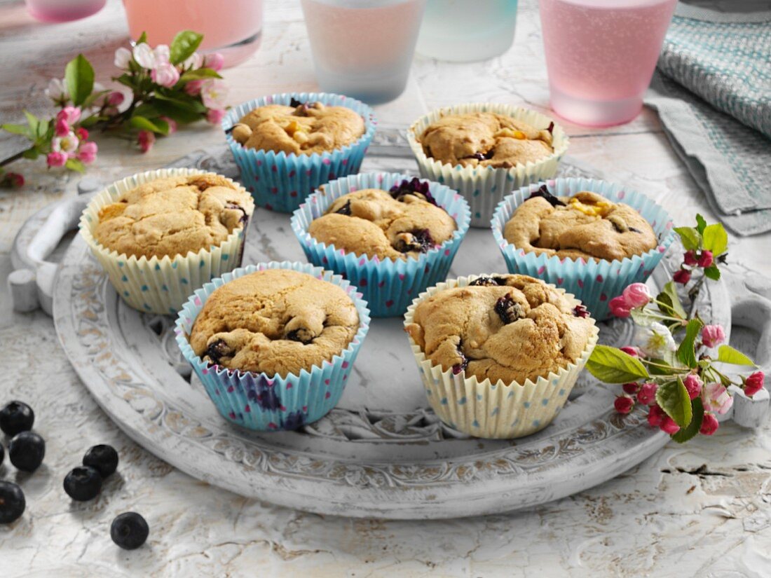 Peachy blueberry muffins