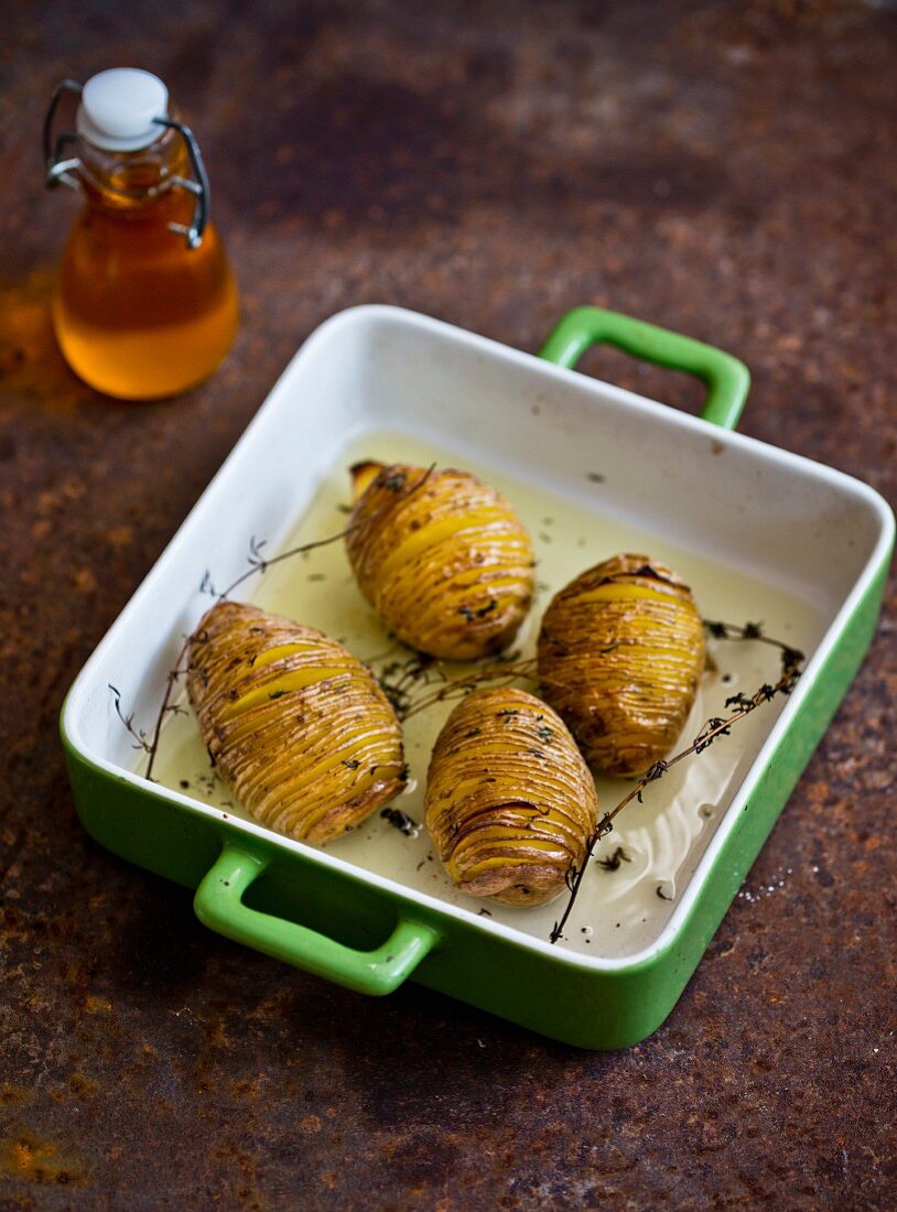 Hasselback potatoes with thyme