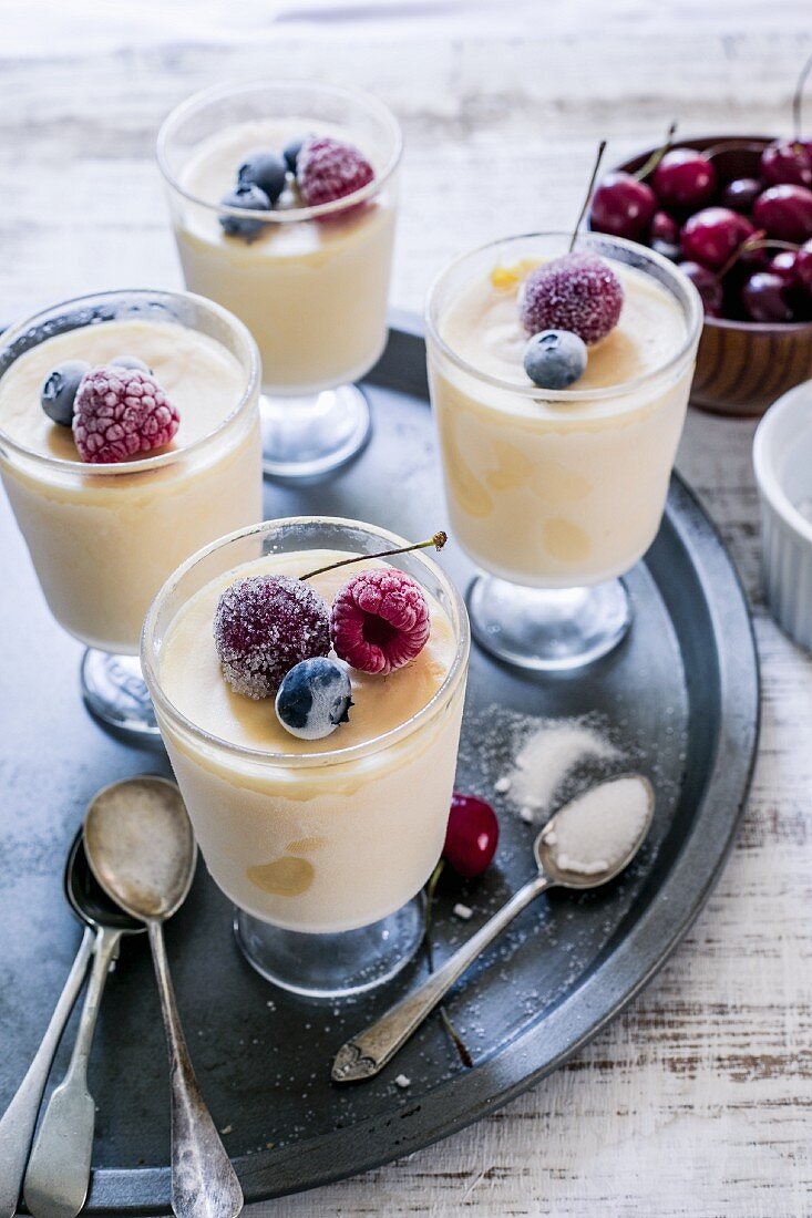 Mascarpone semifreddo with frozen berries