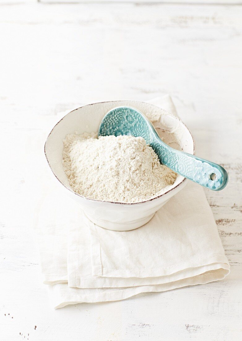 Organic wheat flour in a bowl
