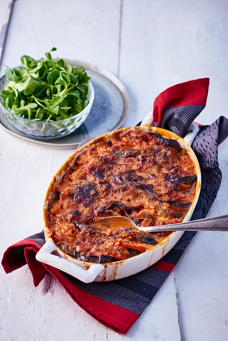 Vegetable gratin with lamb's lettuce