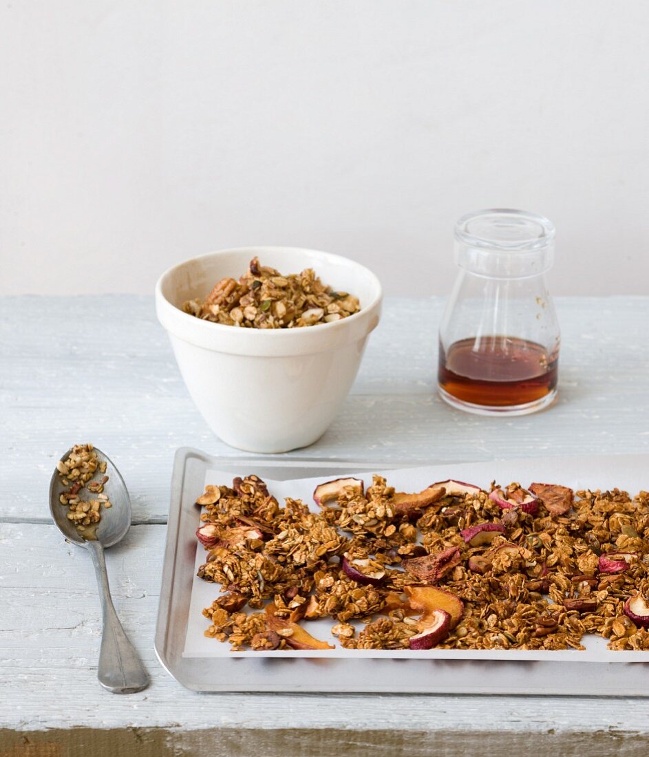 Homemade muesli with maple syrup