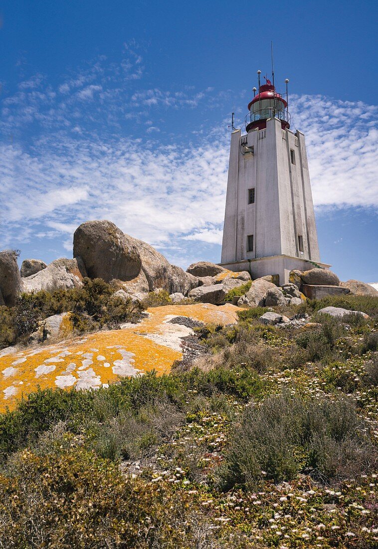 A lighthouse on Cape Columbine on the West Coast of South Africa