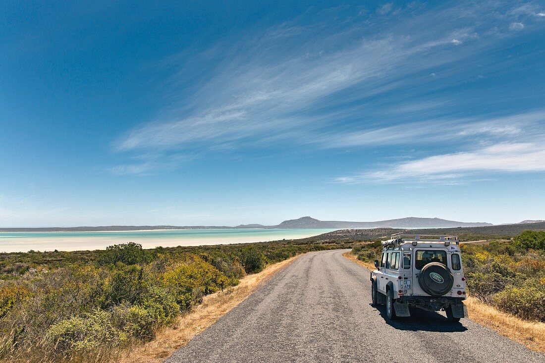 A view of the West Coast National Park and the green lagoon near Langebaan, South Africa