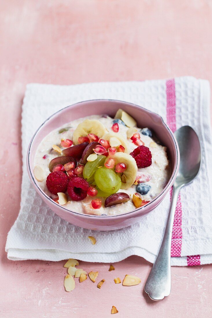 Vegan bircher muesli with fruits