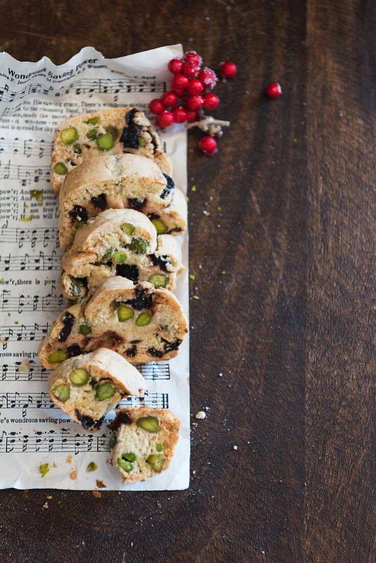 Biscotti on a sheet of music