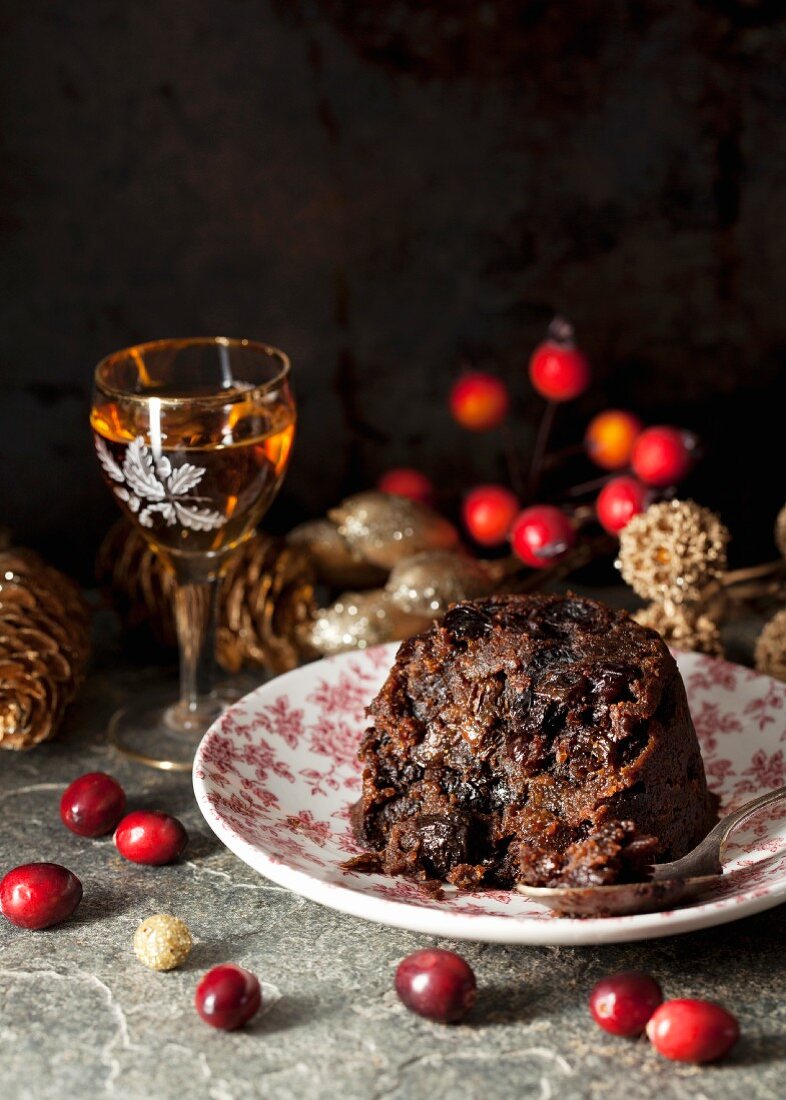 Christmas pudding with cranberries