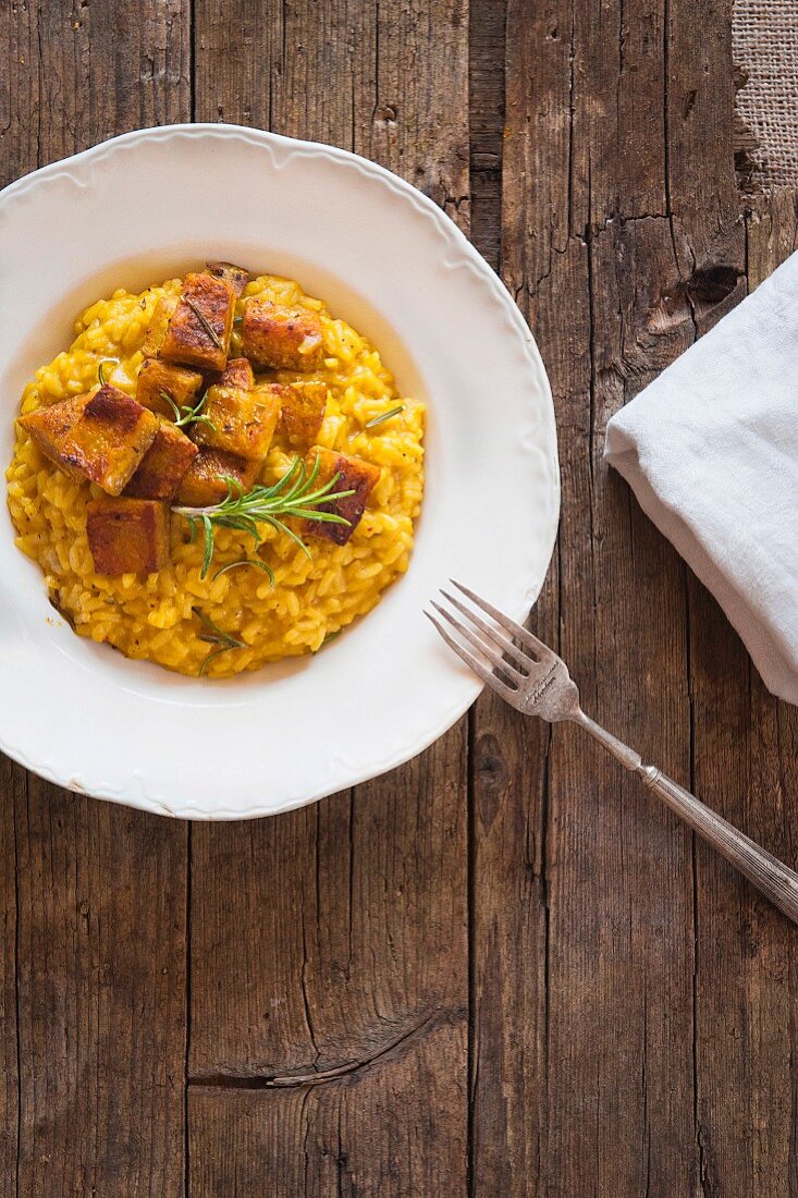 Risotto with saffron pumpkin and rosemary (Italy)