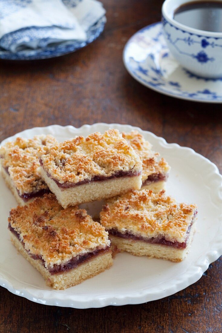 Raspberry - coconut slice