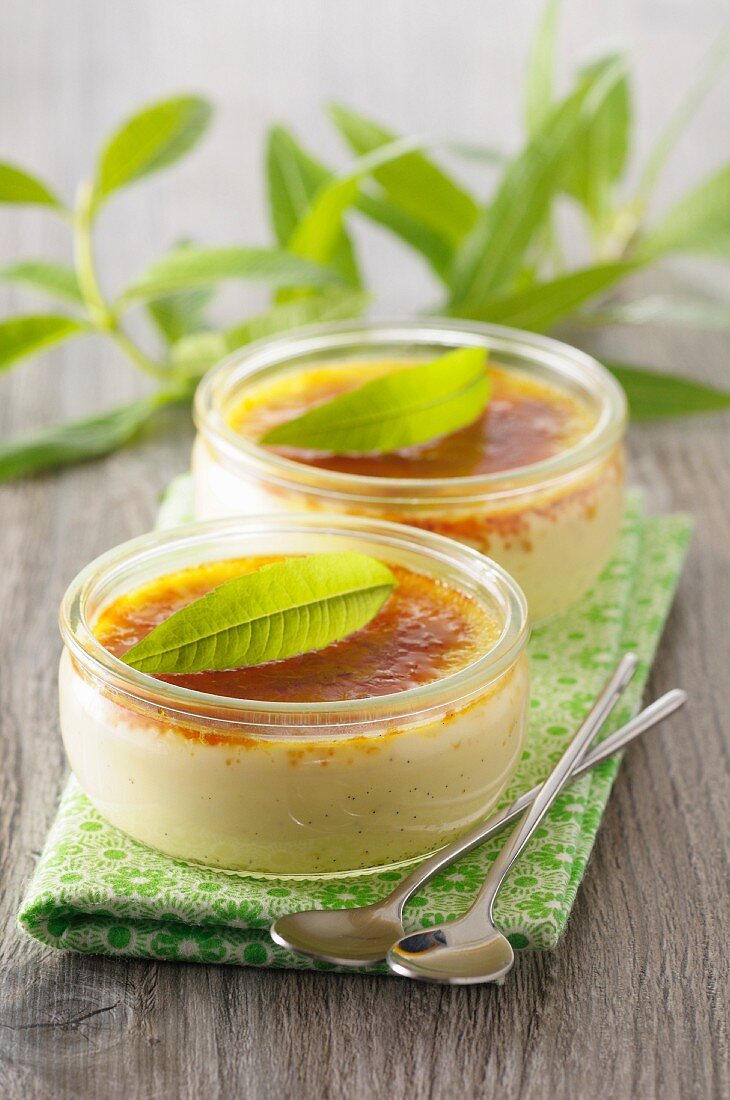 Creme brulee with lemon verbena