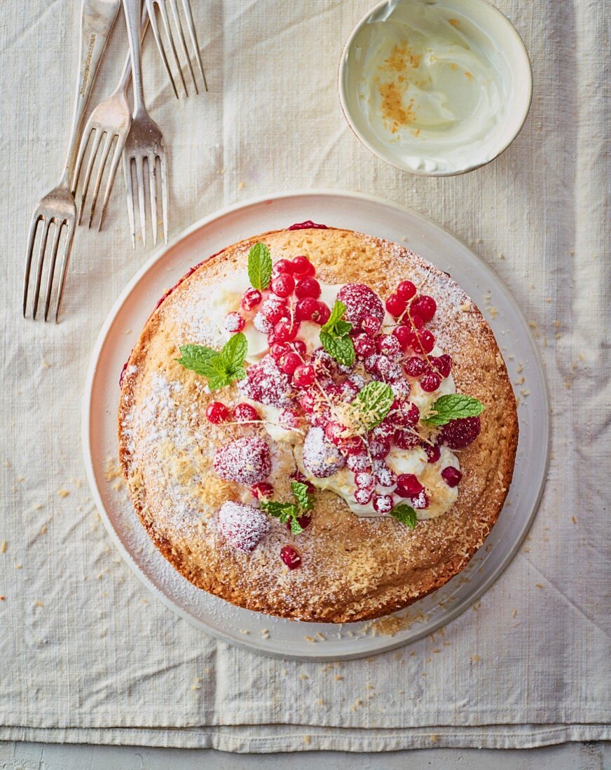 Coconut cake with summer berries