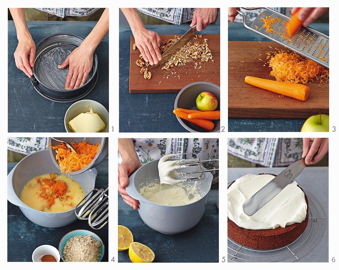 Carrot cake being made