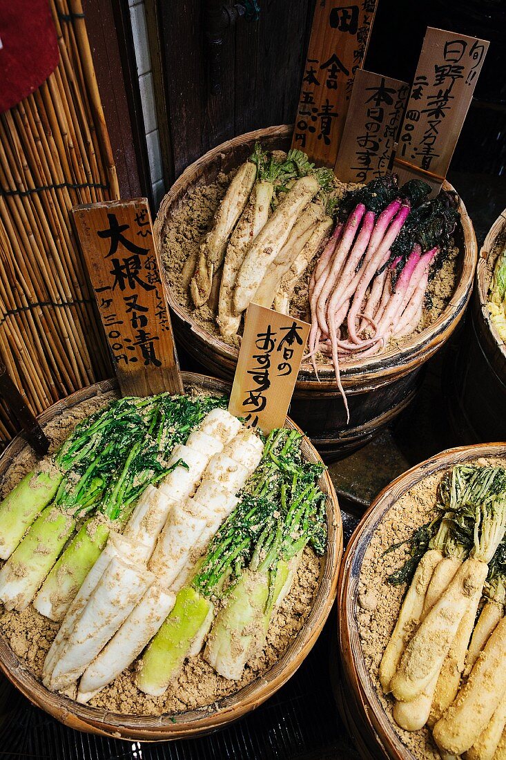 Nara Zuke (Eingelegtes Gemüse, Japan) auf dem Markt