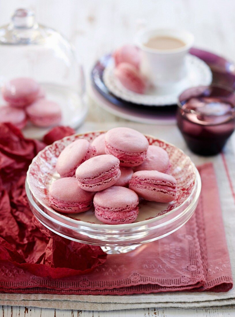 Beetroot and white chocolate macarons