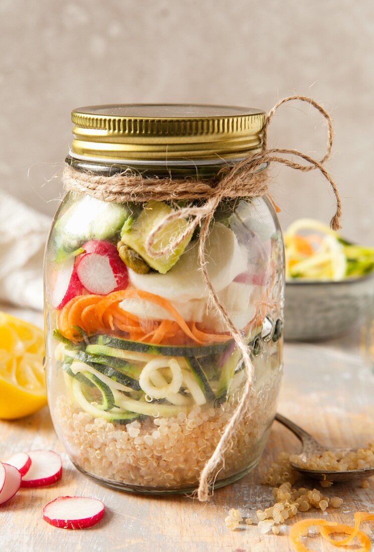 Healthy raw salad in a jar