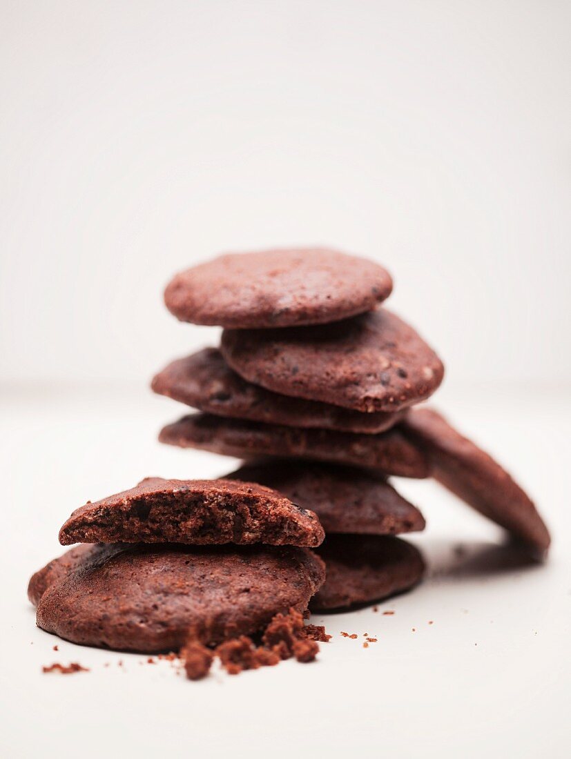 Schokoladen-Cookies, gestapelt