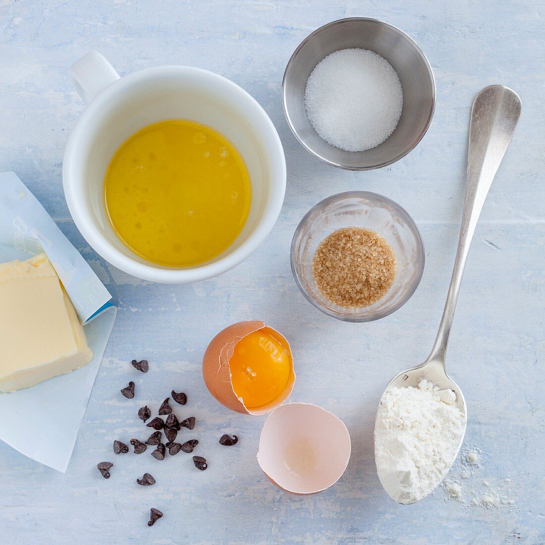 Ingredients for making cupcakes