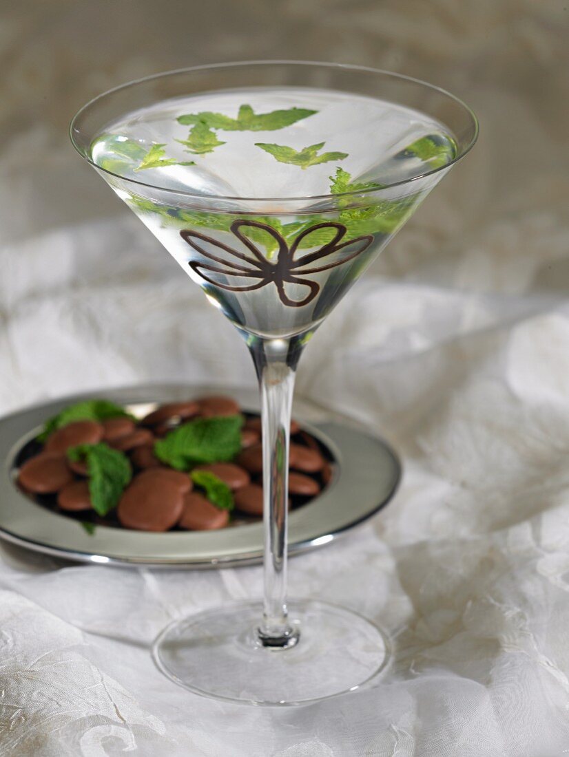 Vodka with chocolate and mint