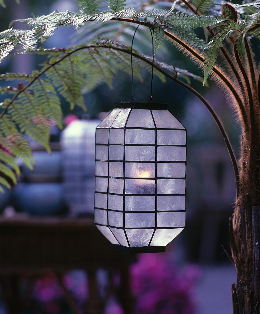 Oriental lantern made from capiz shells