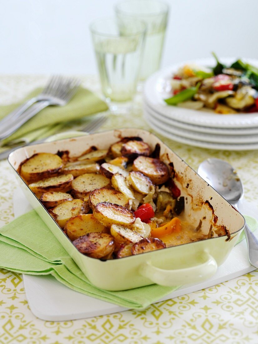 A potato bake with summer vegetables