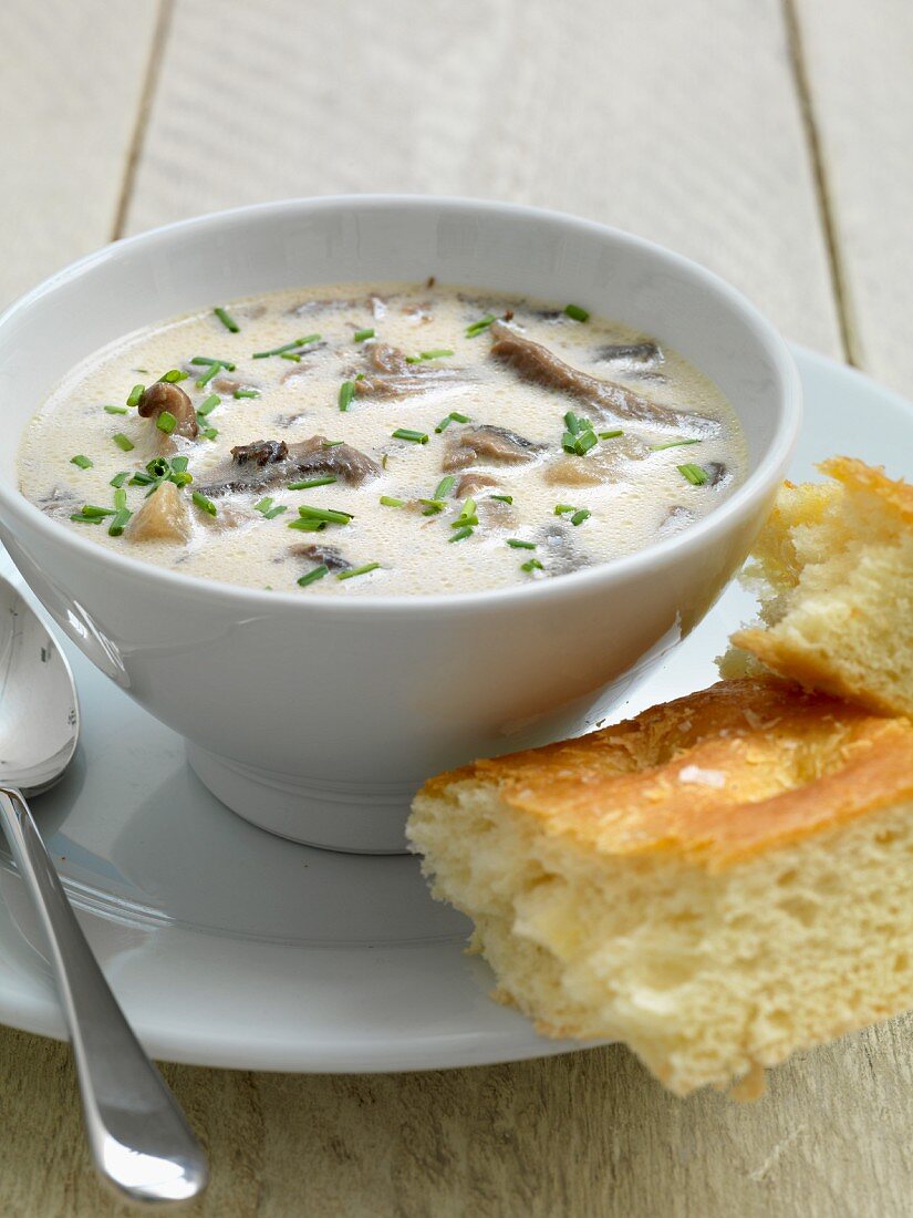 Mushroom soup with chives